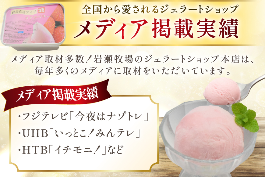 テレビで紹介！ アイス ジェラート ストロベリー 2L ファミリーサイズ ジャンボサイズ [岩瀬牧場 北海道 砂川市 12260964] 冷凍 アイスクリーム 詰め合わせ スイーツ