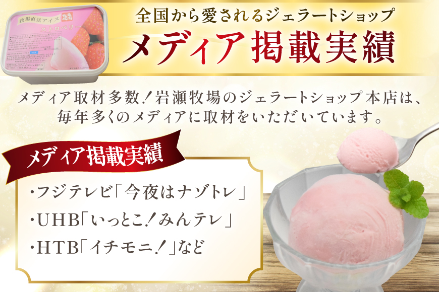 テレビで紹介！ アイス ジェラート ストロベリー 1L ファミリーサイズ [岩瀬牧場 北海道 砂川市 12260968] 冷凍 アイスクリーム 詰め合わせ スイーツ