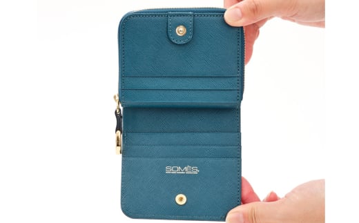 SOMES 二つ折り財布 （ブルー）PT-75 [ソメスサドル 北海道 砂川市 12260815-b] ソメス 財布 レディース 二つ折り 二つ折 2つ折り 本革 革 革製品 レザー ウォレット サイフ さいふ somes saddle ブルー