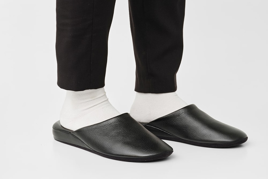 SOMES ルームシューズ （ブラック）DU-41 [ソメスサドル 北海道 砂川市 12260758-b] ソメス スリッパ メンズ レディース レザー 本革 革 革製品 ブラック