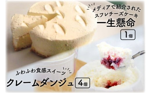 一生懸命とクレームダンジュのセット [岩瀬牧場 北海道 砂川市 12260348] 菓子 お菓子 スイーツ スフレチーズケーキ