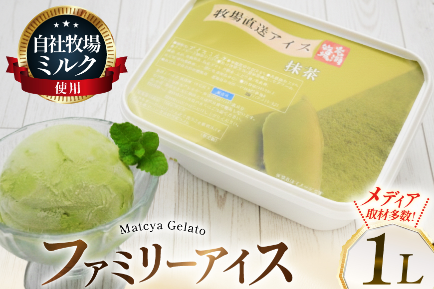 テレビで紹介！ アイス ジェラート 抹茶 1L ファミリーサイズ ジャンボサイズ [岩瀬牧場 北海道 砂川市 12260965] 冷凍 アイスクリーム 詰め合わせ スイーツ