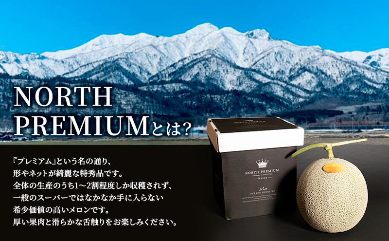 【2026年6月下旬～発送】富良野メロン『NORTH PREMIUM』1玉 約2kg以上 北海道 ふらの (NORTH FUN) メロン フルーツ 果物 新鮮 甘い 贈り物 ギフト 道産 ジューシー おやつ ふらの ブランド 夏