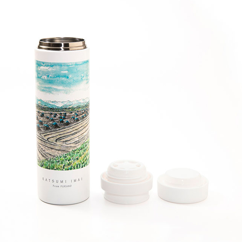 半農半画家 イマイカツミ ≪サーモ ステンレスボトル（300ml）≫～豆におのある秋景色～ 北海道 富良野市 富良野 ふらの ボトル タンブラー 景色 絶景