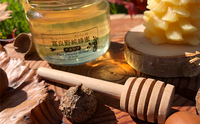 ミツロウキャンドル【クリスマスツリー】＆富良野純蜂蜜（アカシア蜜）90gセット 蜂蜜 はちみつ ハニー 国産 北海道 富良野市 ふらの 道産