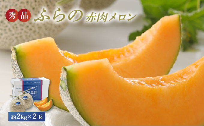 【2025年8月上旬より発送】ふらの 赤肉 メロン 約2kg×2玉 北海道 富良野市 (JAふらの) メロン フルーツ 果物 新鮮 甘い 贈り物 ギフト 道産 ジューシー おやつ ふらの ブランド 夏