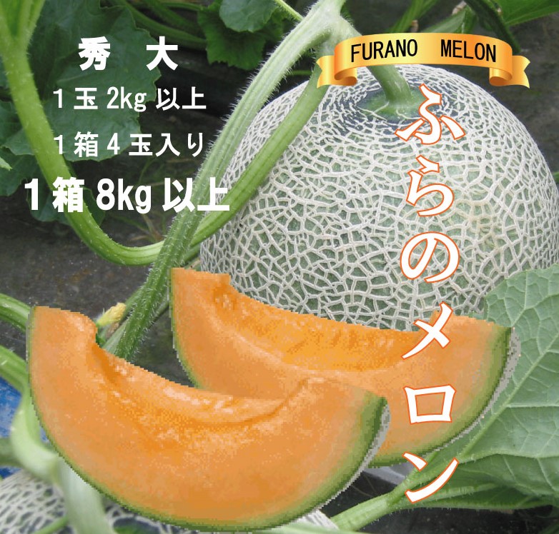 2026年夏発送【先行受付】 ふらのメロン 赤肉 秀大4玉［1玉2kg以上］計8kg以上 富良野メロン 赤肉 めろん 北海道 甘い 大きい 果物 フルーツ