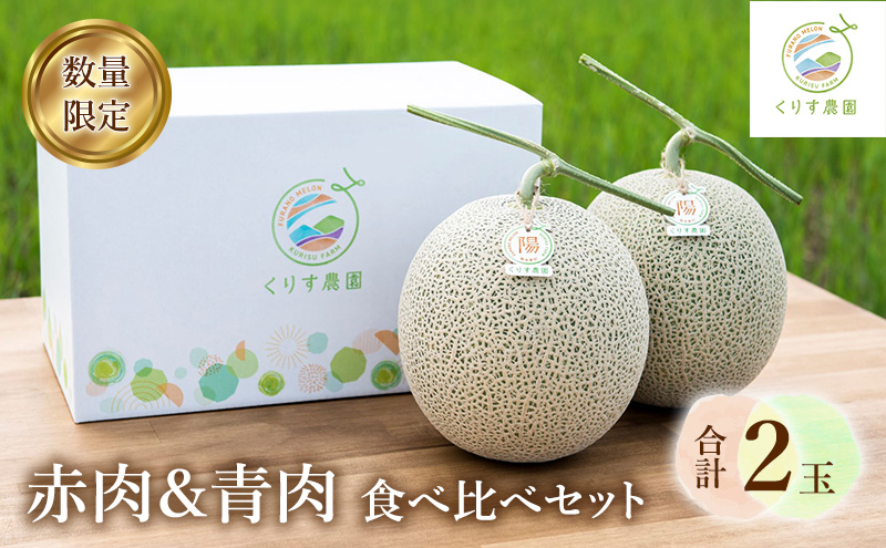 【2026年7月より順次発送】ふらのメロン「陽 ～HARU～」 赤肉＆青肉 食べ比べセット（各1玉 合計2玉：4kg以上）