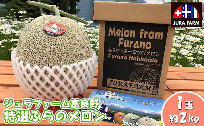 【2026年6月下旬～発送】特選 ふらの メロン 1玉 約2kg 北海道 富良野市 赤肉メロン (ジュラファーム富良野) メロン フルーツ 果物 新鮮 甘い 贈り物 ギフト 道産 ジューシー おやつ ふらの ブランド 夏
