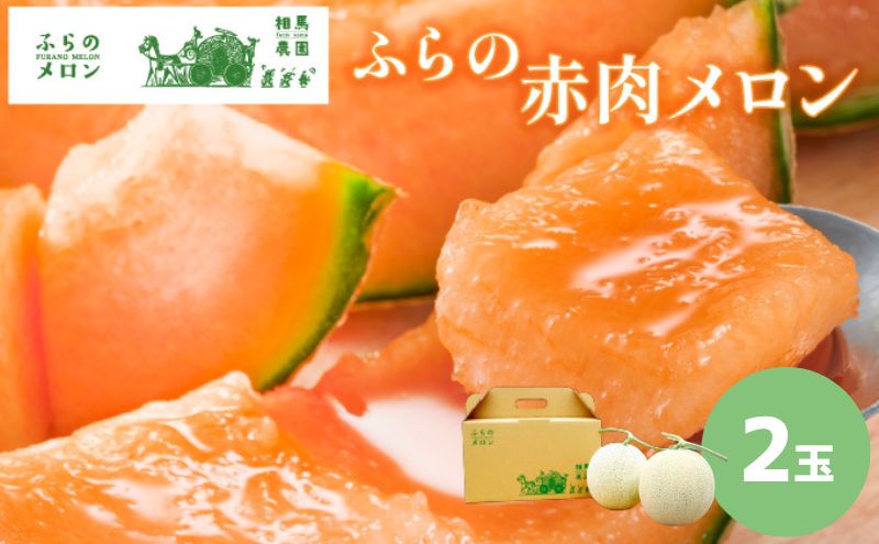 【2026年6月下旬～発送】ふらの 赤肉 メロン 2玉入 各2kg前後 北海道 富良野市 (相馬農園) メロン フルーツ 果物 新鮮 甘い 贈り物 ギフト 道産 ジューシー おやつ ふらの ブランド 夏