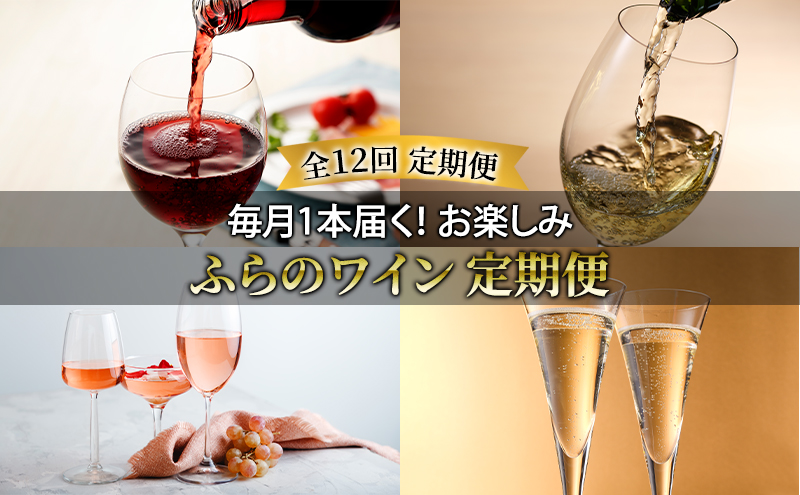 【全12回 毎月1本ワイン定期便】毎月1本届く！ お楽しみ ふらのワイン 定期便（全12回）※申し込み月の翌月から お酒 酒 ワイン ぶどう 飲み物 アルコール 北海道 送料無料 道産 富良野市 ふらの