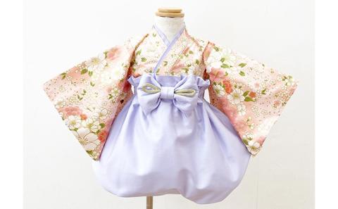 ぽわんパンツの袴 花あかり ピンク×ラベンダー【Sサイズ】　[so-0303]