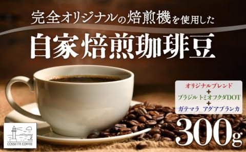 自家焙煎 コーヒー豆 オリジナルブレンド・ブラジル トミオフクダDOT・ガテマラ アグアブランカ 各100g×3個セット 300g　[cc-0012]