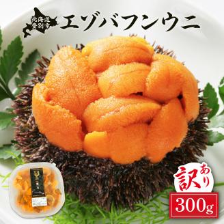 規格外品 無添加 エゾバフンウニ 塩水パック 300g　≪配送期間A≫2023年6月上旬～8月中旬迄