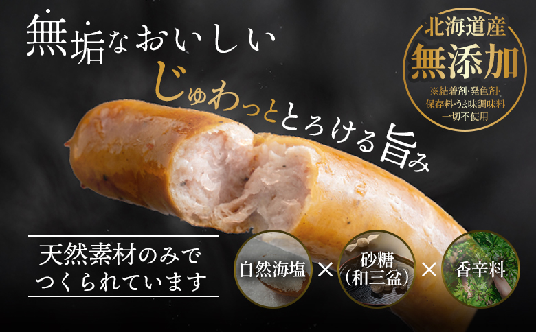 【ご自宅用】北海道産放牧豚 無添加ウインナーセット ×2セット【120010】