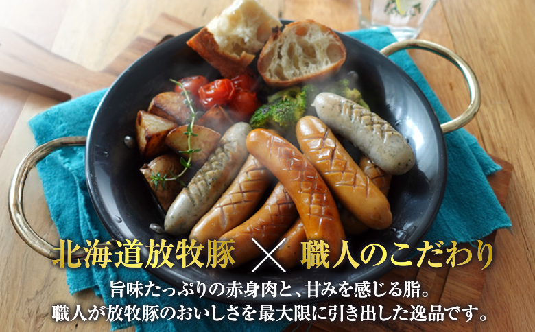 【定期便：6回】北海道産放牧豚 無添加ポークウインナー・粗挽きウインナー ×各5パック【120060】