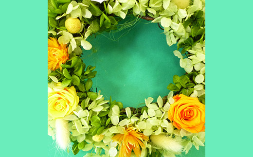 プリザーブドフラワー　バラとアジサイのリースS（イエロー）【14000901】