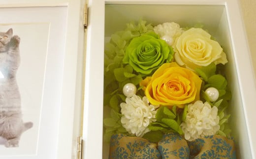 プリザーブドフラワー　MDFガラス張りフォトフレームL【14001201】