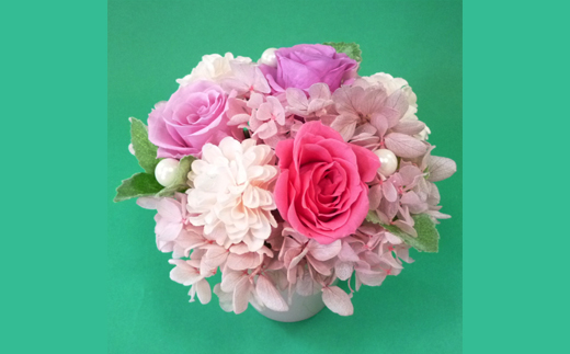 プリザーブドフラワー　ポットアレンジ（ピンク）【14001501】