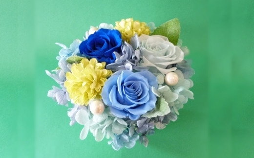 プリザーブドフラワー　ポットアレンジ（ブルーグリーン）【14001601】