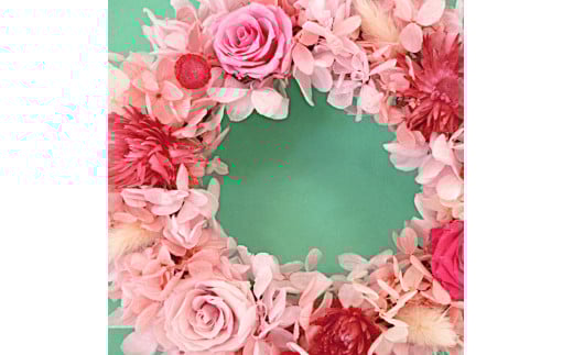 プリザーブドフラワー　バラとアジサイのリースS（ピンク）【14001701】