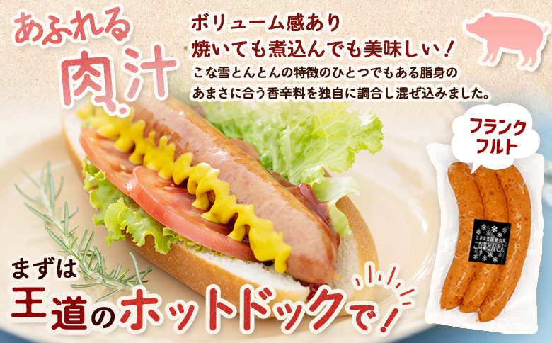 北海道雪国放牧豚 こな雪とんとんフランクフルト・ソーセージセット【19006201】