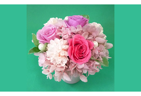 プリザーブドフラワー　ポットアレンジ（ピンク）【140015】