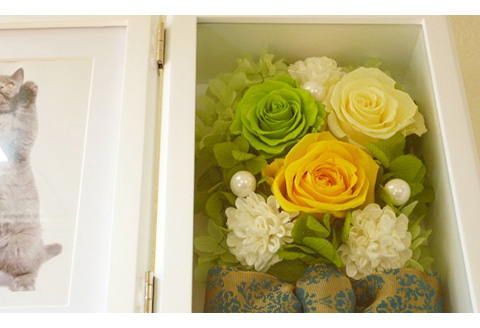 プリザーブドフラワー　MDFガラス張りフォトフレームL【140012】