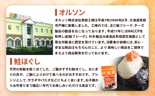 【定期便：全4回】オルソンおむすび専門店の焼鮭ほぐし身44ｇ×4袋【040016】