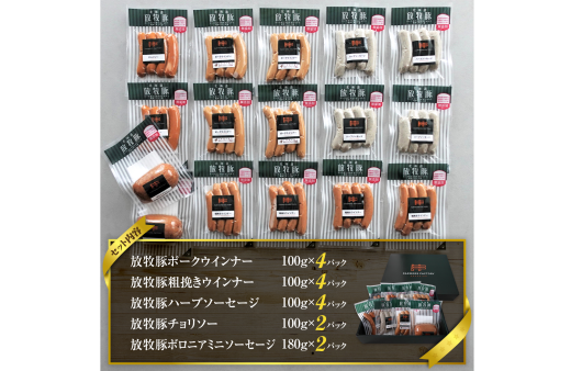 北海道産放牧豚 無添加ウインナーセットｘ2セット【12000301】
