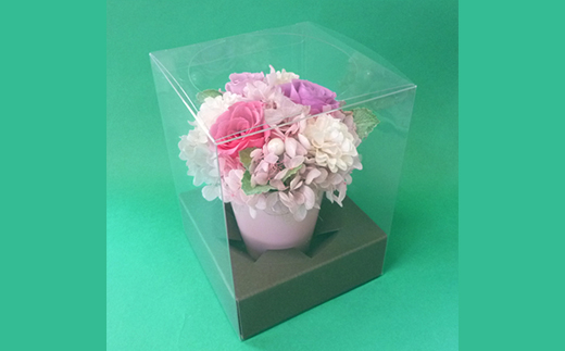 プリザーブドフラワー　ポットアレンジ（ピンク）【14001501】