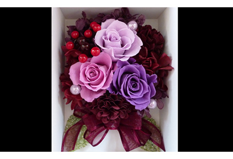 プリザーブドフラワー　フラワーフォトボックス（パープル）【140006】