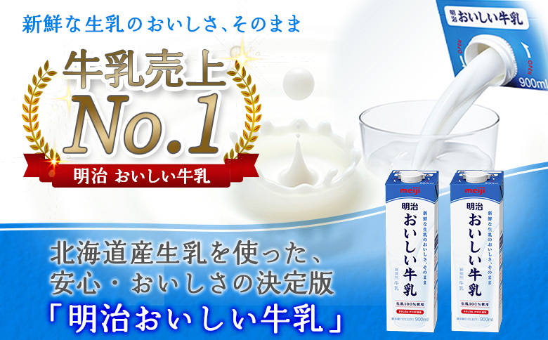 《配送地域限定》【定期便6回】明治おいしい牛乳 900ml【2本】【730066】 2本(定期便6回)