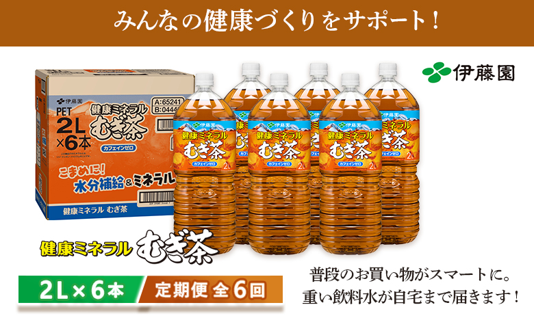 『定期便：全6回』健康ミネラルむぎ茶2L×6本【500002】