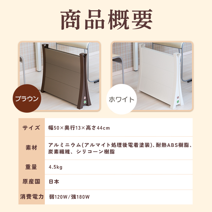 アルミパネルヒーターicoro（イコロ）50cmタイプ ブラウン（i-500BR）【09007】