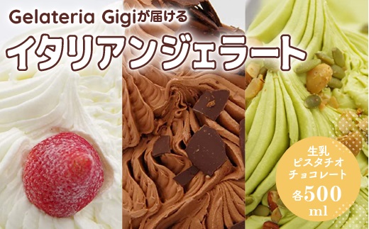 ジェラテリアGigiのイタリアンジェラート 人気フレーバー3種セット500ml×3個【43000301】
