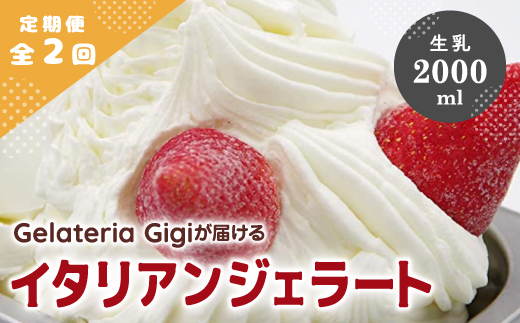 【定期便：全2回】ジェラテリアGigiのイタリアンジェラート『生乳』2000ml【43004502】