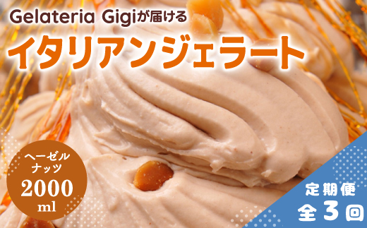 【定期便：全3回】ジェラテリアGigiのイタリアンジェラート『イタリア産ヘーゼルナッツ』2000ml【43005202】