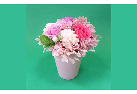 プリザーブドフラワー　ポットアレンジ（ピンク）【140015】