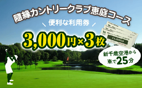 隨縁カントリークラブ恵庭コースゴルフ場利用券(3000円×3枚)【55002】