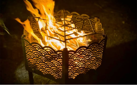 和テイストのアイアン焚き火台『青海波』Sサイズ