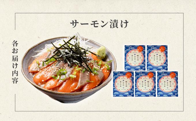 噴火湾そのまんま 漬けサーモン(わさび・醤油・海苔付き)5箱 旬菜一鮮 だて大和屋 厳選 魚介 海鮮 刺身 刺し身 小分け 新鮮 魚介類 魚貝類 加工食品 贈答 ギフト 贈り物 ご褒美