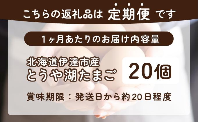 【3ヵ月 定期便】 北海道 伊達市 とうや湖 卵  20個 入り たまご 20個　3ヵ月 定期便