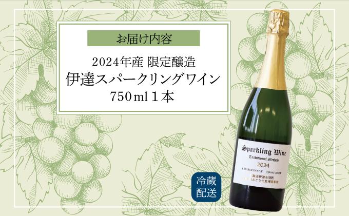 [kjs-001] 北海道 伊達スパークリングワイン 750ml 1本 2024年産 限定醸造 スパークリングワイン ワイン 葡萄 ぶどう ブドウ 醸造 ヴィンテージ 白ワイン お酒 酒 アルコール 発泡酒 シャルドネ ピノ・ノワール 晩酌