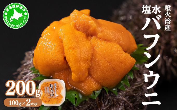 北海道 噴火湾産 塩水 バフンウニ 100g 2パック 計200g うに ウニ 雲丹 海鮮 海の幸 魚介類 ウニ丼 お寿司 濃厚 無添加 産地直送 お取り寄せ 山村水産 送料無料 200g