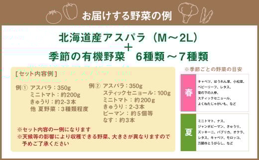 北海道産 アスパラと季節の有機野菜 セット