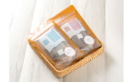 朝摘みハーブのブレンドティーON&OFF（エゾウコギ×和のハーブ）、（有機ルイボス×ハーブ） ハーブ ティー 茶 癒し 日本製 健康茶 安らぎ tea 北海道 北広島市 オフィス 家庭 香り 朝摘み ブレンドティ リフレッシュ リラックス