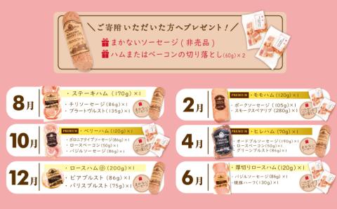 【12ヶ月定期便】ハム・ベーコンの会(簡易包装） ハム ベーコン 肉 豚 牛 定期 北海道 北広島市