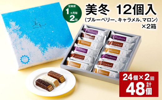 【1ヶ月毎2回定期便】美冬12個入（ブルーベリー、キャラメル、マロン）×2箱