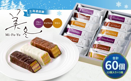 美冬12個入 (ブルーベリー、キャラメル、マロン)×5箱 合計60個